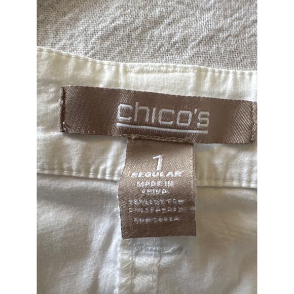 Chico’s Women’s White Cotton Blend Pants Size 1 Regular - Picture 6 of 7